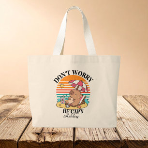 Capybara beach Summer family Vacation Large Tote Bag