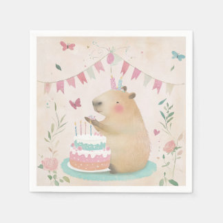 Capybara Birthday Bash Party Decor Paper Napkins