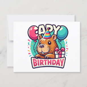 Capybara Birthday Bash – Quirky Party Animal Postcard
