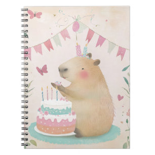Capybara Birthday Bash Spiral Notebook