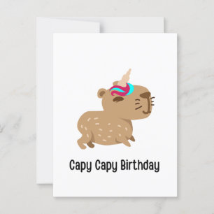 Capybara Birthday Card, Capy Capy Birthday Postcard