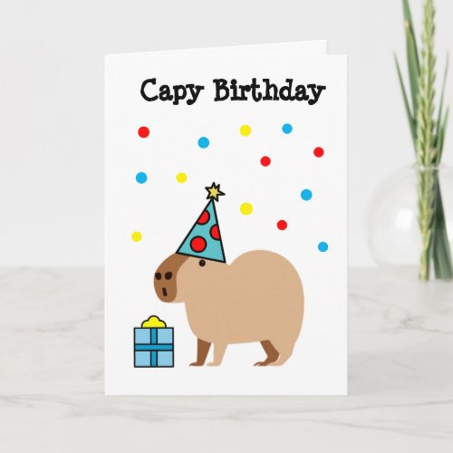 Capybara Birthday Card Folded Greeting Card