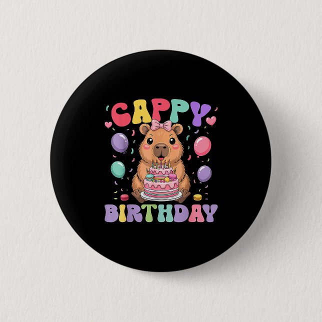 Capybara Birthday Girls Funny Birthday Kids Boys G Button (Front)