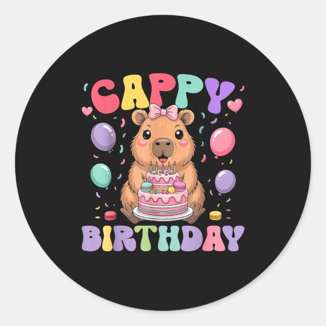 Capybara Birthday Girls Funny Birthday Kids Boys G Classic Round Sticker (Front)