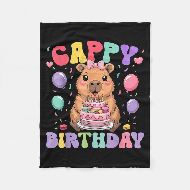 Capybara Birthday Girls Funny Birthday Kids Boys G Fleece Blanket (Front)