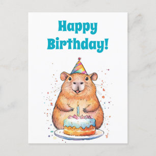 Capybara Birthday,Happy Birthday Flat Holiday Card