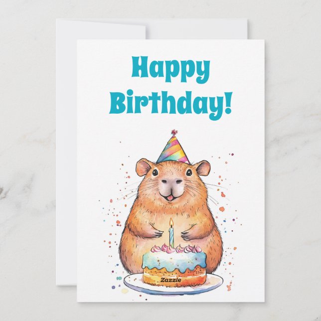 Capybara Birthday,Happy Birthday Flat Holiday Card (Back)