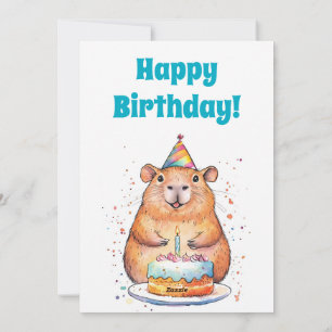 Capybara Birthday,Happy Birthday Flat Holiday Card