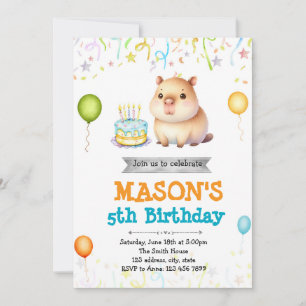 Capybara birthday invitation