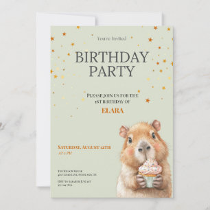Capybara Birthday Invitation • Cute First Birthday