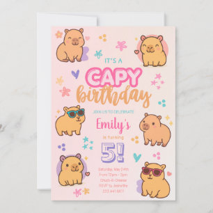 Capybara Birthday Party Invitation