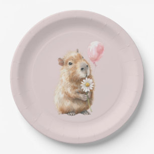 Capybara Birthday Plate • Cute Animal Party Supply