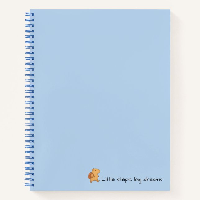 Capybara Blue Notebook – Little Steps Big Dreams (Front)