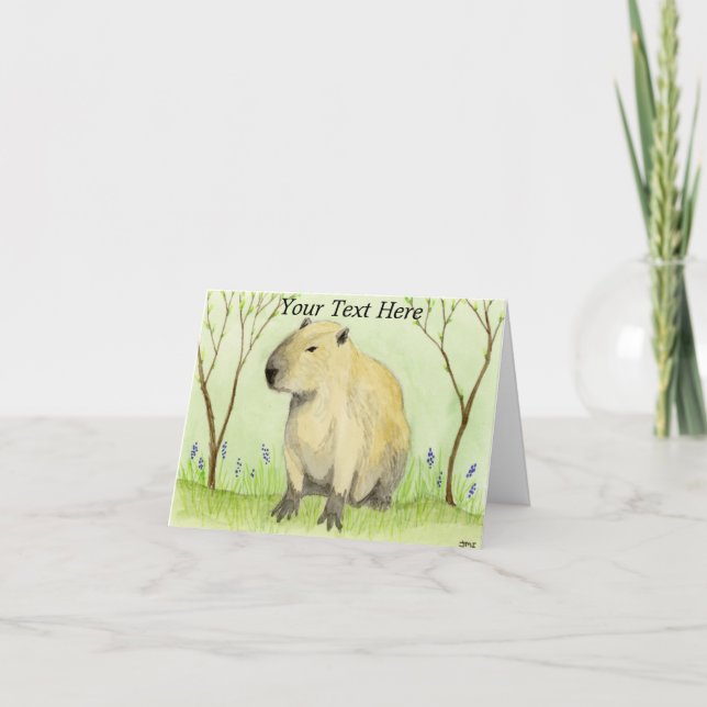 Capybara Blues Letterpress Thank You Card (Front)