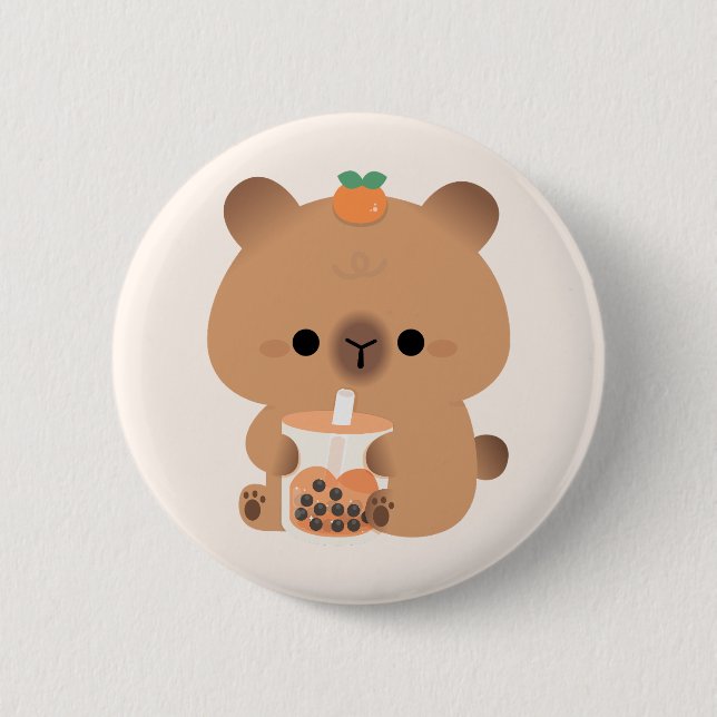 Capybara Boba Button (Front)