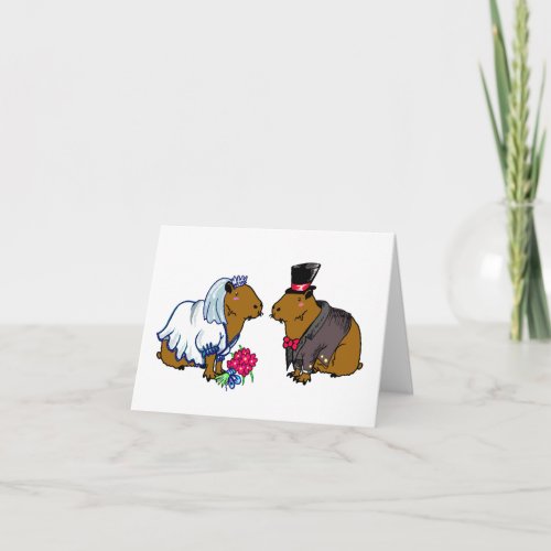 Capybara Bride  Groom Cute Wedding illustration Card