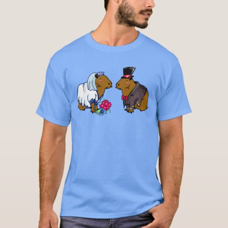 Capybara Bride & Groom Cute Wedding Illustration T-shirt
