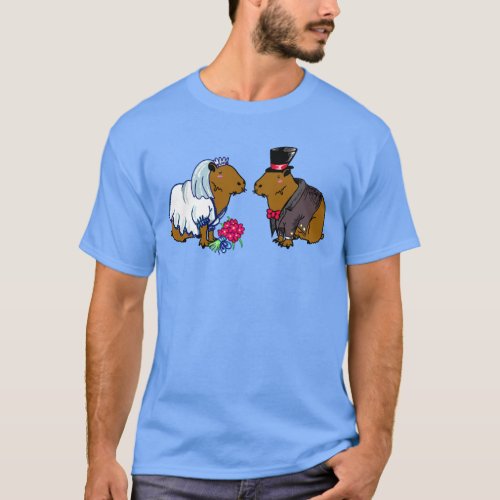 Capybara Bride  Groom Cute Wedding illustration T_Shirt