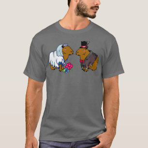 Capybara Bride & Groom Wedding Illustration  T-Shirt