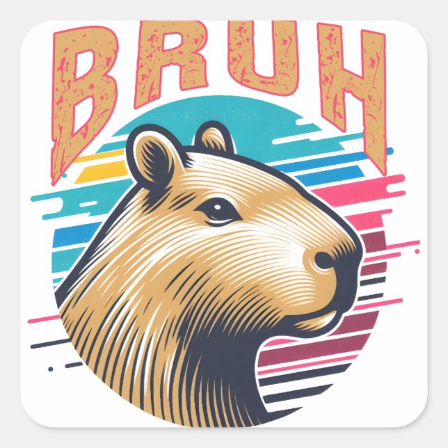 Capybara Bruh Funny Bruh Capybara Lovers Men Kids Square Sticker (Front)