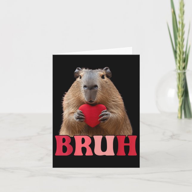 Capybara Bruh Meme Funny Saying Teens Boys Valenti Card (Front)