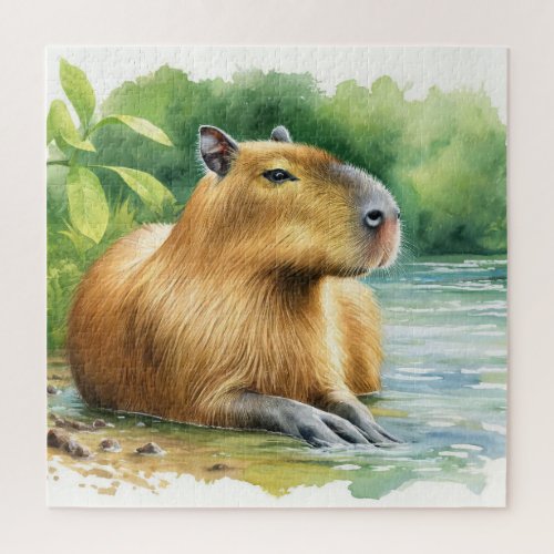 Capybara by the River REF37 _ Watercolor Jigsaw Puzzle