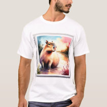 Capybara by the Water REF43 - Watercolor T-Shirt