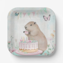 Capybara Cakefest Kids Party Paper Plates
