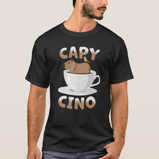 Capybara Cappuccino   Cute Capy Cino Cup Coffee Mu T-Shirt (Front)