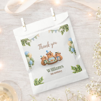 Capybara Capy Party Cute Blue Kawaii Boy Birthday Favor Bag
