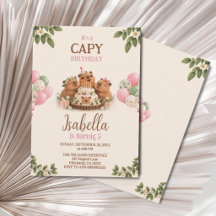 Capybara Capy Party Cute Pink Kawaii Girl Birthday
