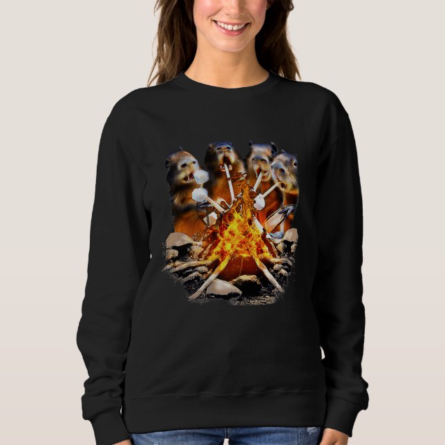 Capybara Capybaras Capy Fire Camping Sweatshirt (Front)