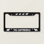 Capybara Capymobile Silhouettes Capy Lover License Plate Frame<br><div class="desc">A cool license plate frame for Capybara lovers. Walking capy silhouettes. The Capymobile. Text can be personalized for a unique custom auto accessory.</div>