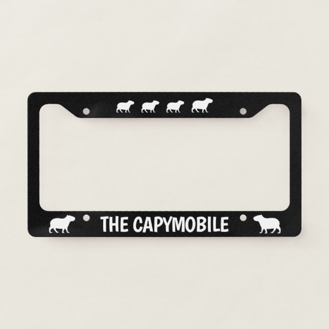 Capybara Capymobile Silhouettes Capy Lover License Plate Frame (Front)