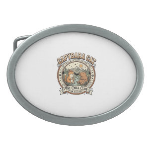 Capybara Cat Capybara Chill Cat Vintage Vector Art Belt Buckle