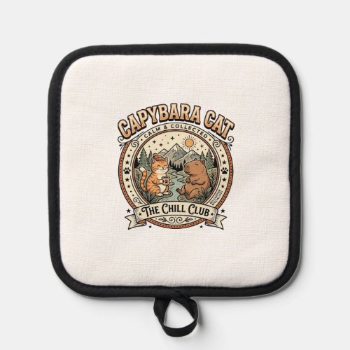 Capybara Cat Capybara Chill Cat Vintage Vector Art Pot Holder