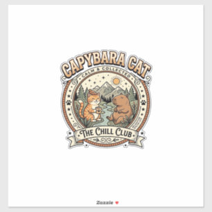 Capybara Cat Capybara Chill Cat Vintage Vector Art Sticker