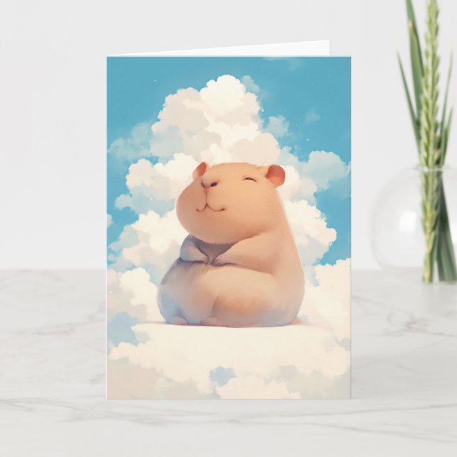 Capybara Chilling on a Cloud Card (Front)