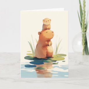 Capybara Chilling With Friend Card