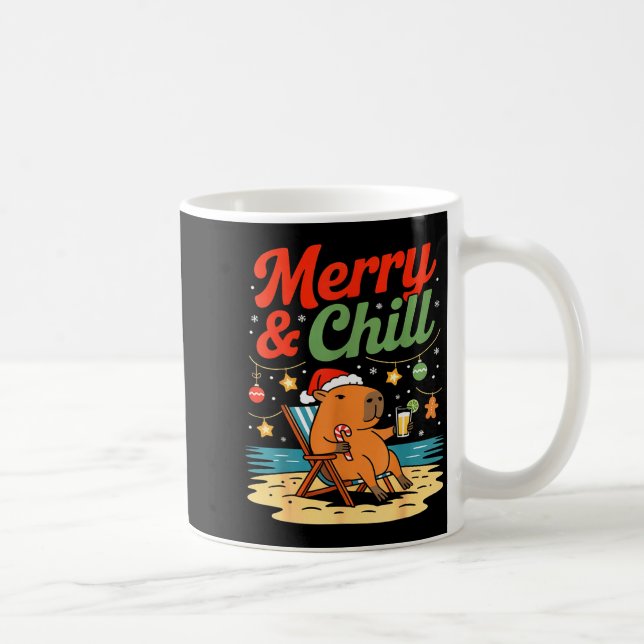 Capybara Christmas Holiday Beach Vibes Merry And C Coffee Mug (Right)