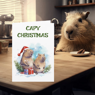 Capybara Christmas Holiday Capy Card