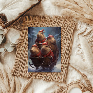Capybara Christmas Holiday Capy Card