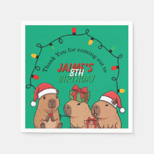 Capybara Christmas Lights Birthday Party  Napkins