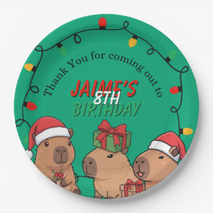 Capybara Christmas Lights Birthday Party  Paper Plates