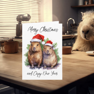 Capybara Christmas New Year Card