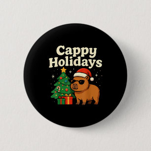 Capybara Christmas Shirt, Funny Capy Holidays  Button