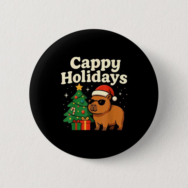 Capybara Christmas Shirt, Funny Capy Holidays  Button (Front)