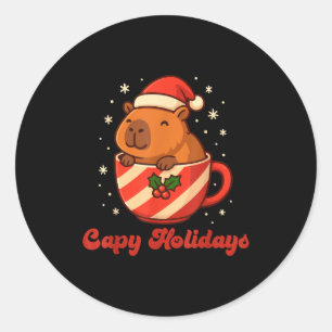 Capybara Christmas Shirt, Funny Capy Holidays Classic Round Sticker