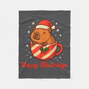 Capybara Christmas Shirt, Funny Capy Holidays Fleece Blanket