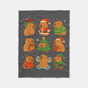Capybara Christmas Shirt, Funny Capy Holidays Fleece Blanket